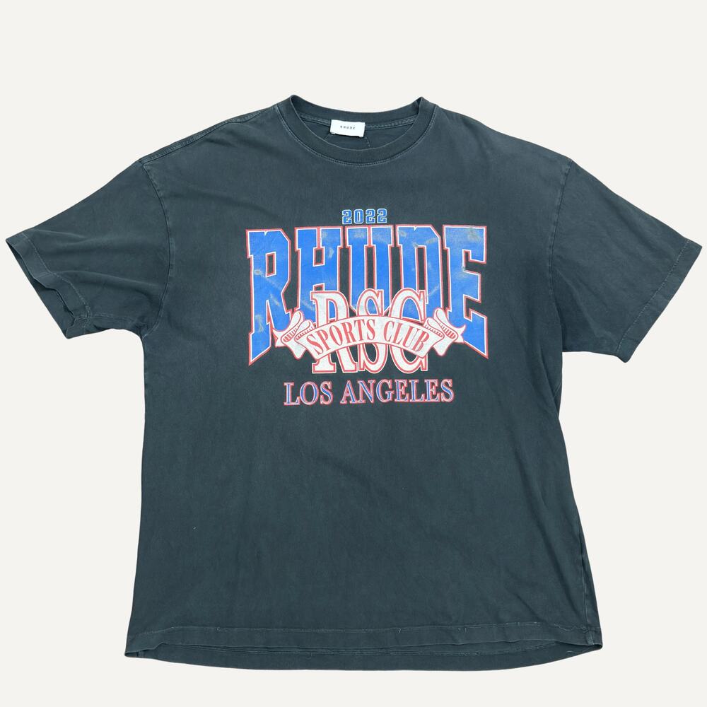 Rhude Sports Club Los Angeles 2022 Vintage Wash Graphic Tee Black XL Men's